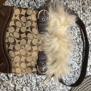 Coach Brown and Beige Signature Shoulder Bag